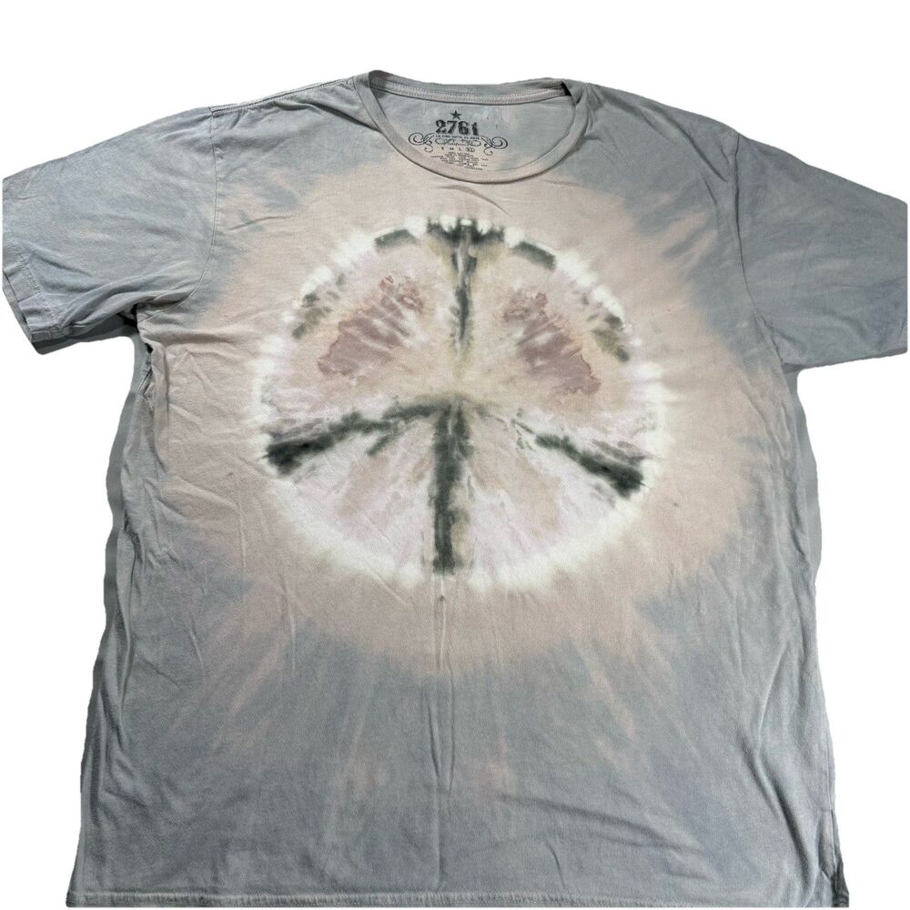Peace Sign Mens Tan Graphic t-Shirt Tye Dye Sz XL 2761 Brown Tans